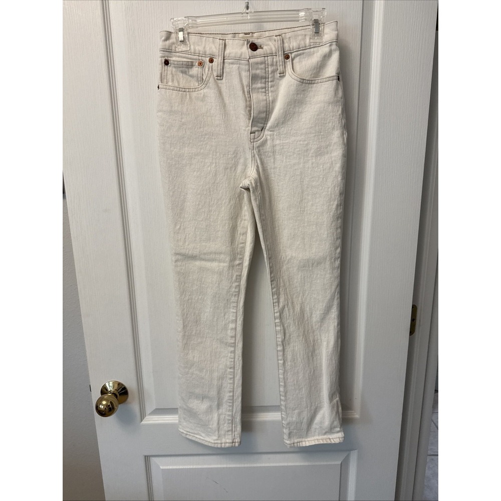 Madewell Womens Jeans 26 Vintage Slim Demi Boot Cream Ivory High Rise Denim